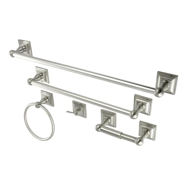 Kingston Brass 5-Piece Bathroom Accessory Set, Brushed Nickel BAHK3212478SN - main